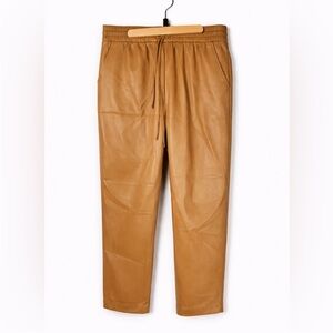 $109 NWOT LOFT faux leather pull‑on pants in a warm tan / camel XL